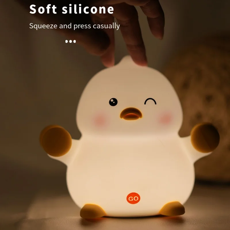 SK-201 Cute Duck Lamp Silicone Night Light LED Bedside Lamp Nursery Nightlight with 30 Minutes Timer - Style A