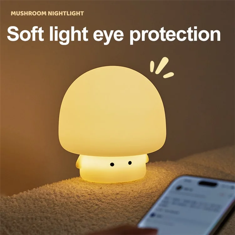 A021 Mushroom Night Light Baby Nursery Cute Silicone Light Bedside Sleep Lamp mit 30 Minuten Timer - Weiß