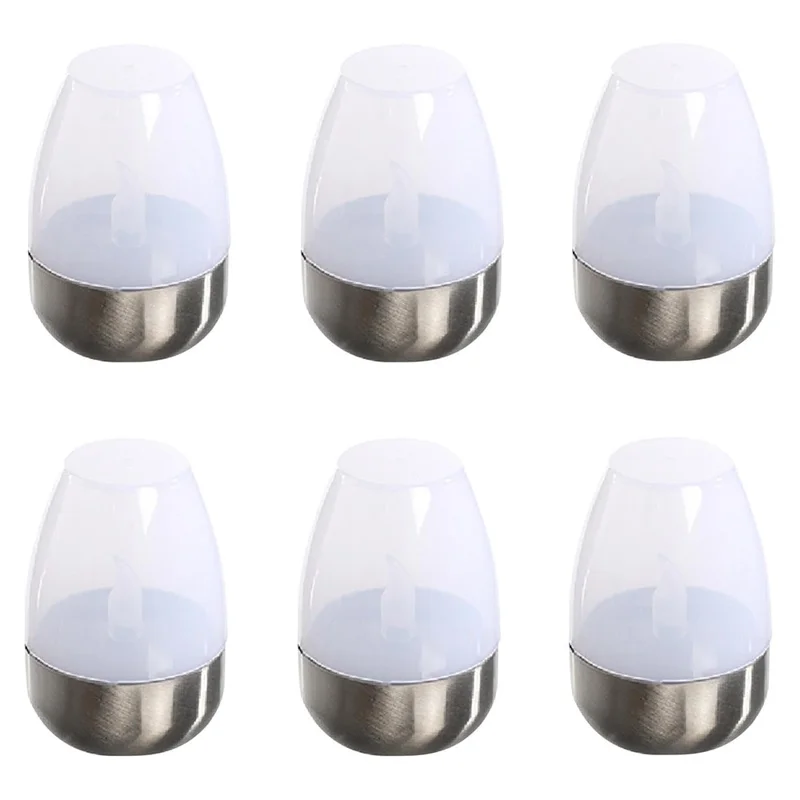 6Pcs Solar Imitation Candle LED Light Garden Yard Decorative Atmosphere Light - White