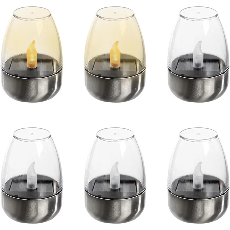 6Pcs Solar Imitation Candle LED Light Garden Yard Decorative Atmosphere Light - White