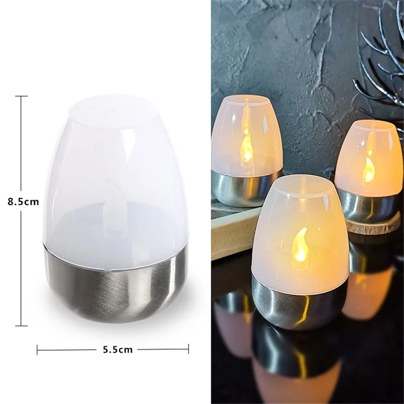 6Pcs Solar Imitation Candle LED Light Garden Yard Decorative Atmosphere Light - White