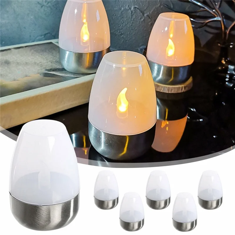 6Pcs Solar Imitation Candle LED Light Garden Yard Decorative Atmosphere Light - White