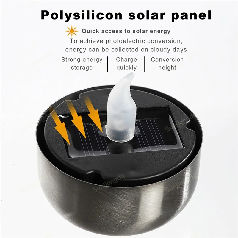 6Pcs Solar Imitation Candle LED Light Garden Yard Decorative Atmosphere Light - White