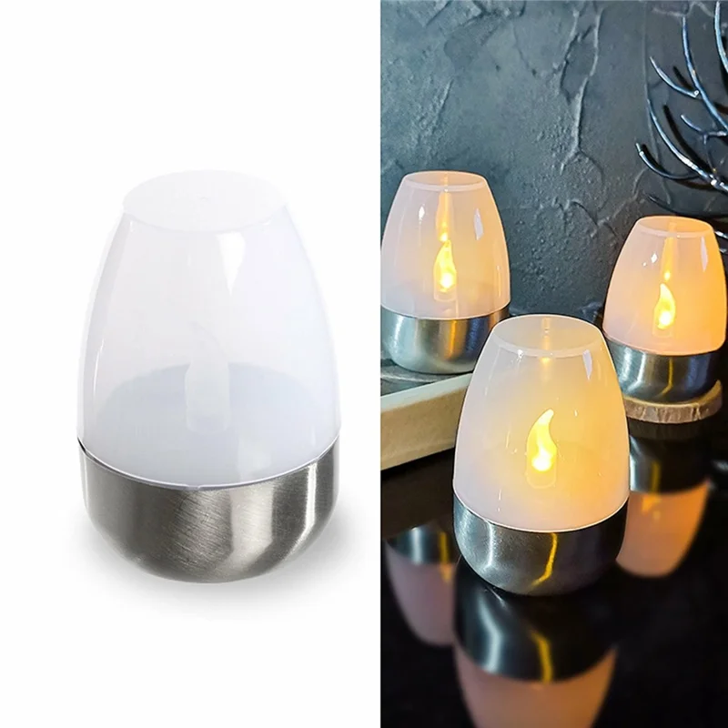 6Pcs Solar Imitation Candle LED Light Garden Yard Decorative Atmosphere Light - White
