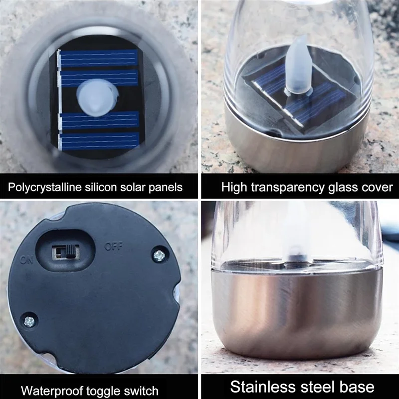 6Pcs Solar Imitation Candle LED Light Garden Yard Decorative Atmosphere Light - Black