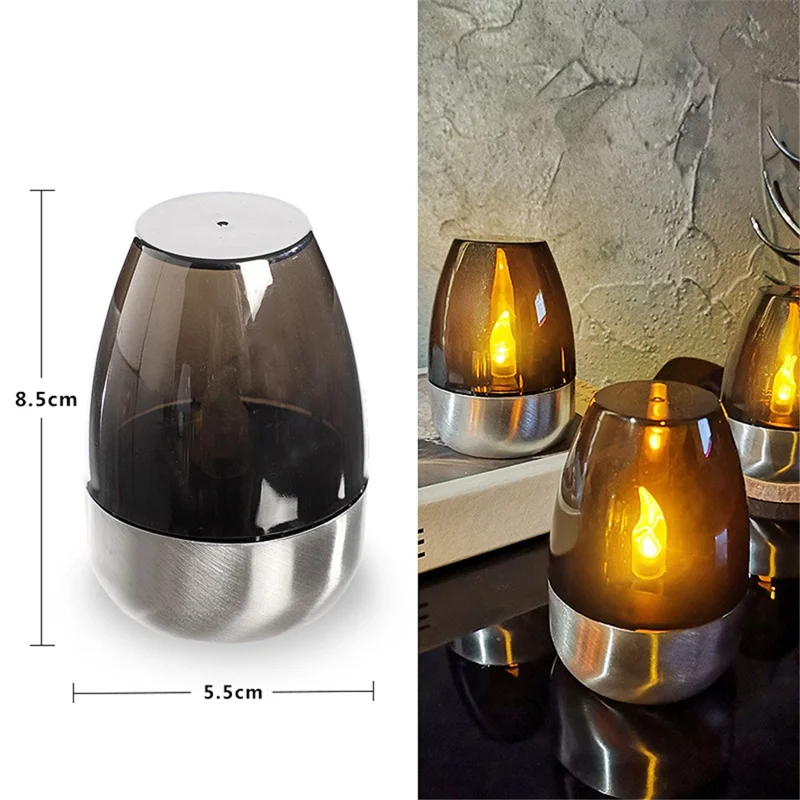 6Pcs Solar Imitation Candle LED Light Garden Yard Decorative Atmosphere Light - Black