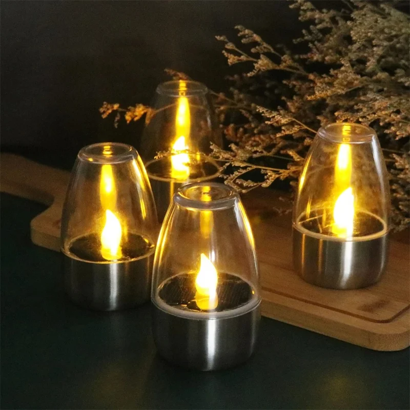 6Pcs Solar Imitation Candle LED Light Garden Yard Decorative Atmosphere Light - Black