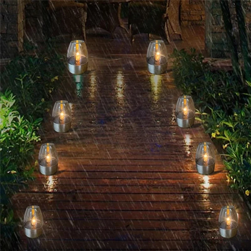 6Pcs Solar Imitation Candle LED Light Garden Yard Decorative Atmosphere Light - Black