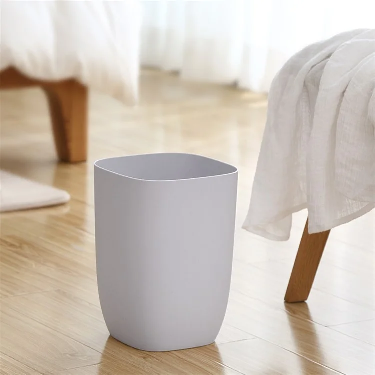 Plastic Trash Can Rectangle Wastebasket Garbage Container Bin Waste Basket for Office Home Bathroom Bedroom Kitchen, Size: L - White