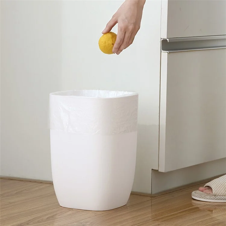 Plastic Trash Can Rectangle Wastebasket Garbage Container Bin Waste Basket for Office Home Bathroom Bedroom Kitchen, Size: L - White