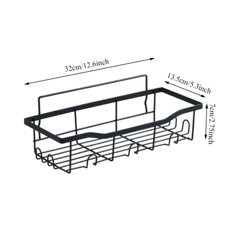 5Pcs / Set 6-Hook Style Punch-Free Carbon Steel Storage Basket Bathroom Draining Organization Rack