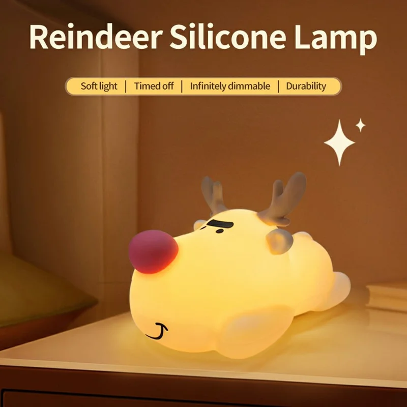 Reindeer Night Light Nursery Silicone Night Lamp Table Decorations
