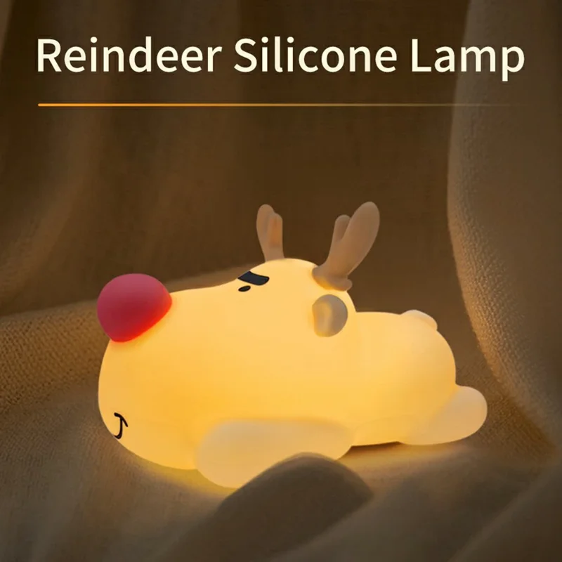 Reindeer Night Light Nursery Silicone Night Lamp Table Decorations