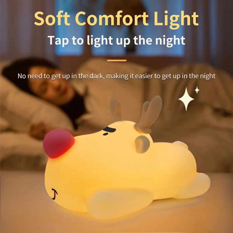 Reindeer Night Light Nursery Silicone Night Lamp Table Decorations