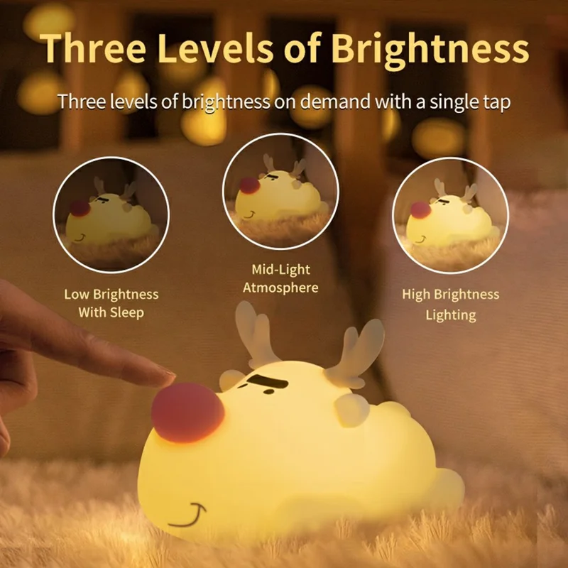 Reindeer Night Light Nursery Silicone Night Lamp Table Decorations