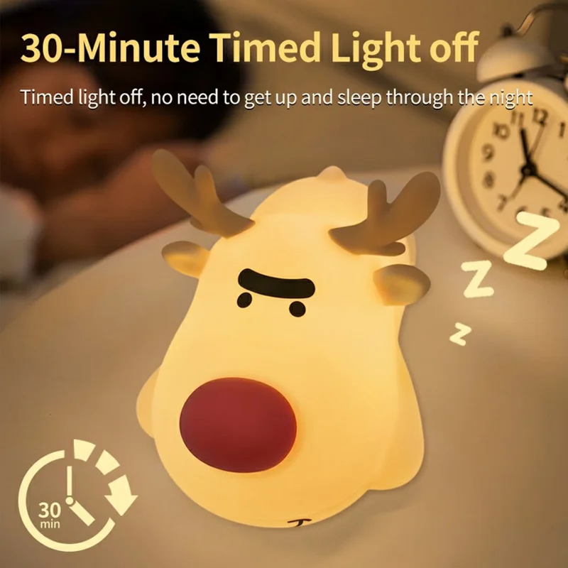 Reindeer Night Light Nursery Silicone Night Lamp Table Decorations