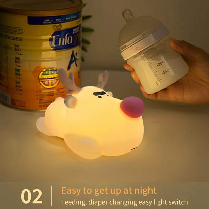 Reindeer Night Light Nursery Silicone Night Lamp Table Decorations