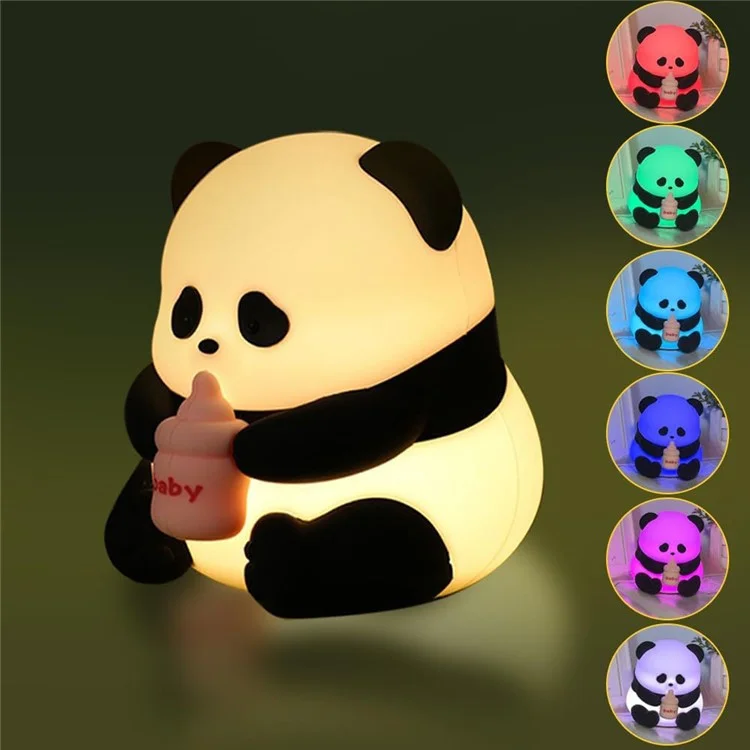 Panda Night Light Lámpara Led Dimmable Recargable Toque de Noche Toque Silicona Colorida Noche Luz