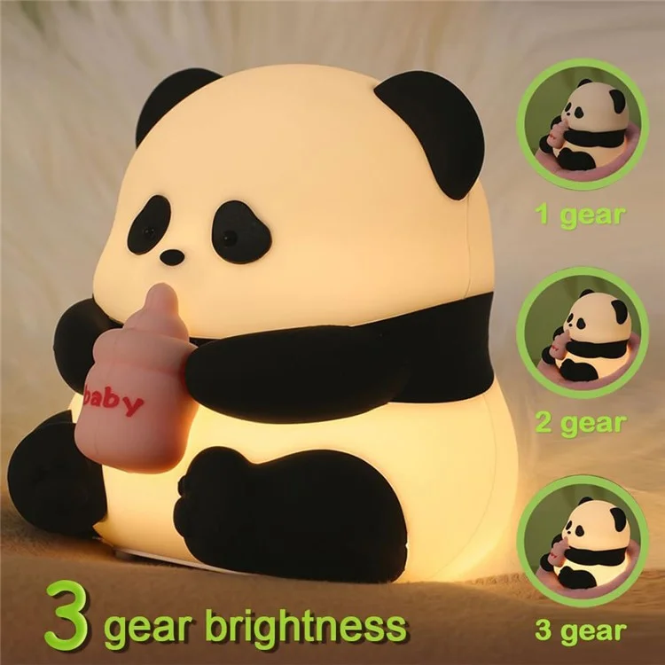 Panda Night Light Lámpara Led Dimmable Recargable Toque de Noche Toque Silicona Colorida Noche Luz
