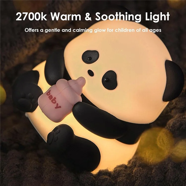 Panda Night Light Lámpara Led Dimmable Recargable Toque de Noche Toque Silicona Colorida Noche Luz