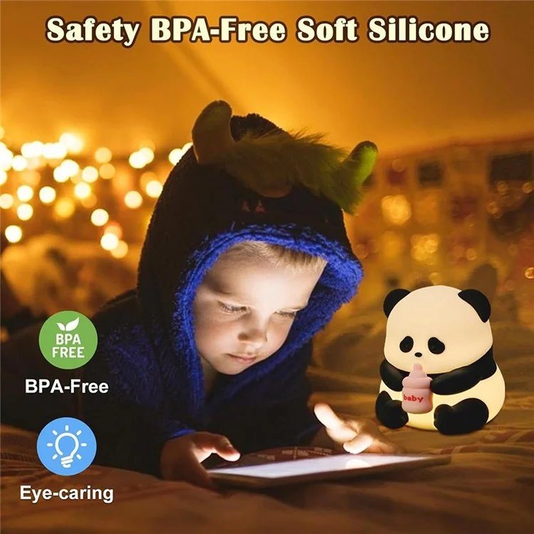 Panda Night Light Lámpara Led Dimmable Recargable Toque de Noche Toque Silicona Colorida Noche Luz