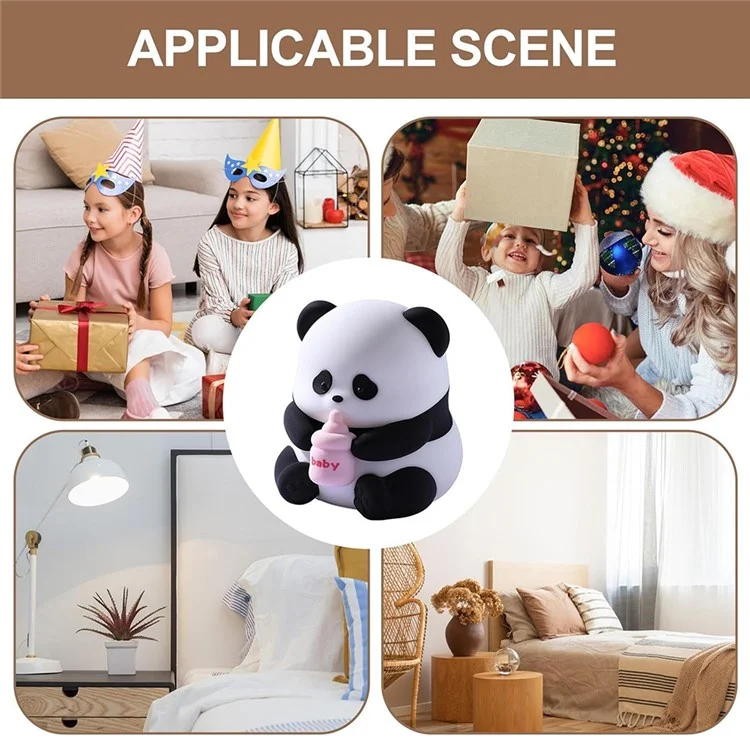 Panda Night Light Lámpara Led Dimmable Recargable Toque de Noche Toque Silicona Colorida Noche Luz