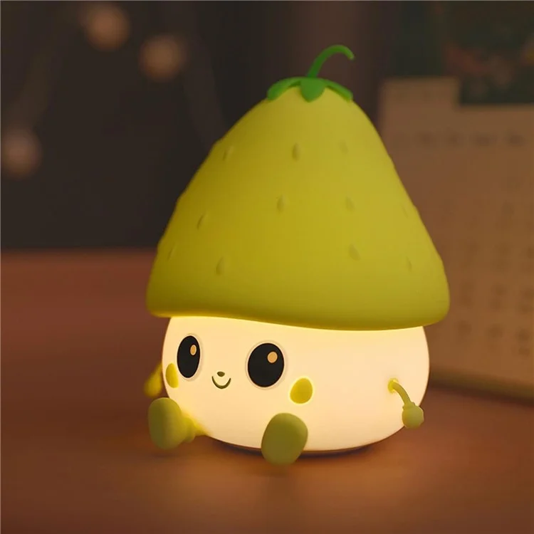Strawberry Night Light Usb Recarregável Lâmpada de Nursery 2 Brilho Dimmível Mushy Night Light For Bedroom - Verde