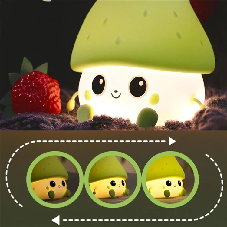 Strawberry Night Light USB Rechargeable Nursery Lamp 2 Brightness Dimmable Squishy Night Light for Bedroom - Red