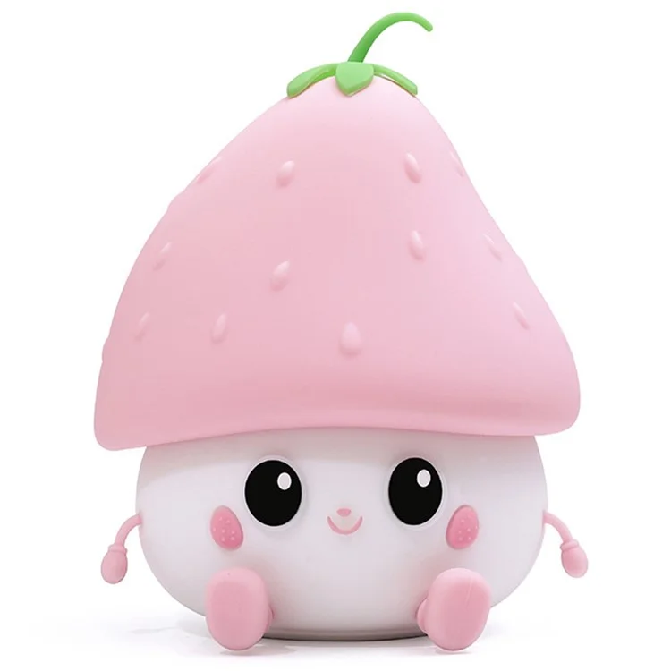 Strawberry Night Light USB Rechargeable Nursery Lamp 2 Brightness Dimmable Squishy Night Light for Bedroom - Pink