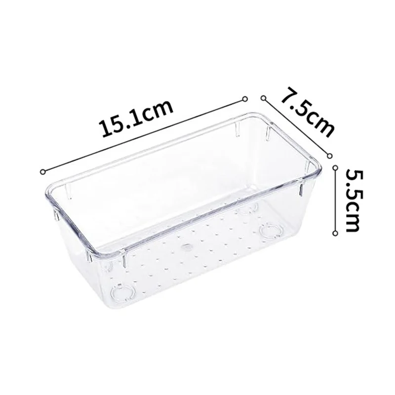 10Pcs / Set Non-Slip Transparent PET Storage Box for Drawers Jewelry Makeup Organizer Container