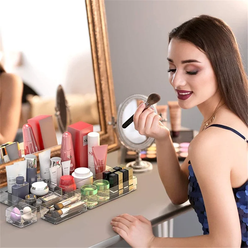 10Pcs / Set Non-Slip Transparent PET Storage Box for Drawers Jewelry Makeup Organizer Container