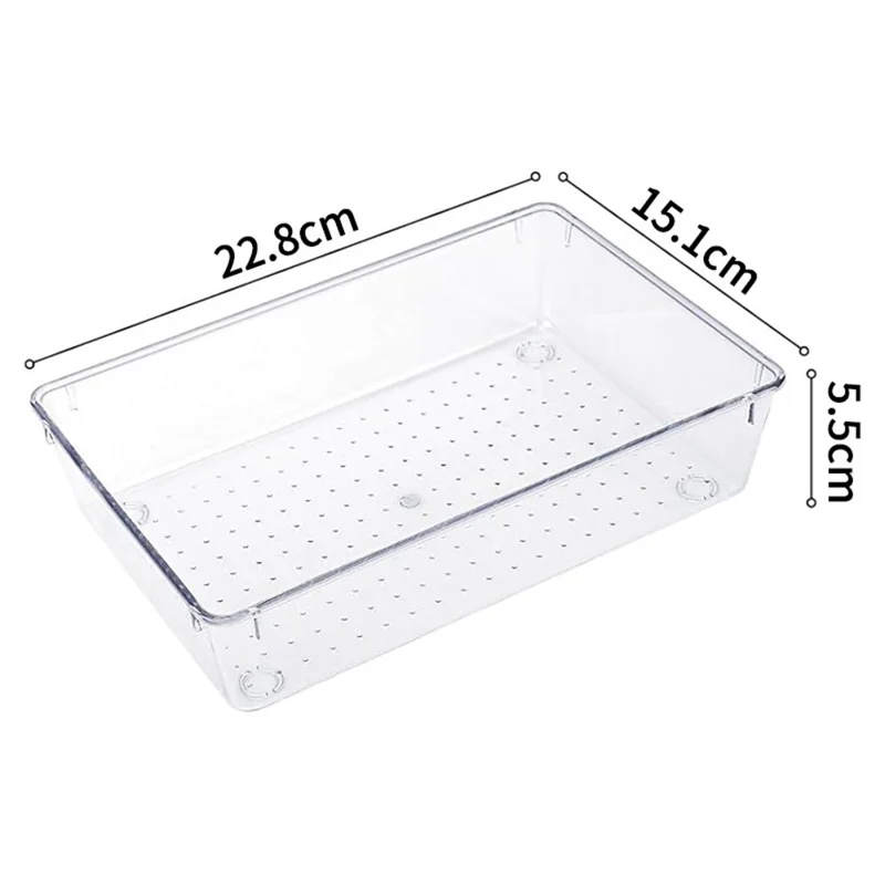 10Pcs / Set Non-Slip Transparent PET Storage Box for Drawers Jewelry Makeup Organizer Container