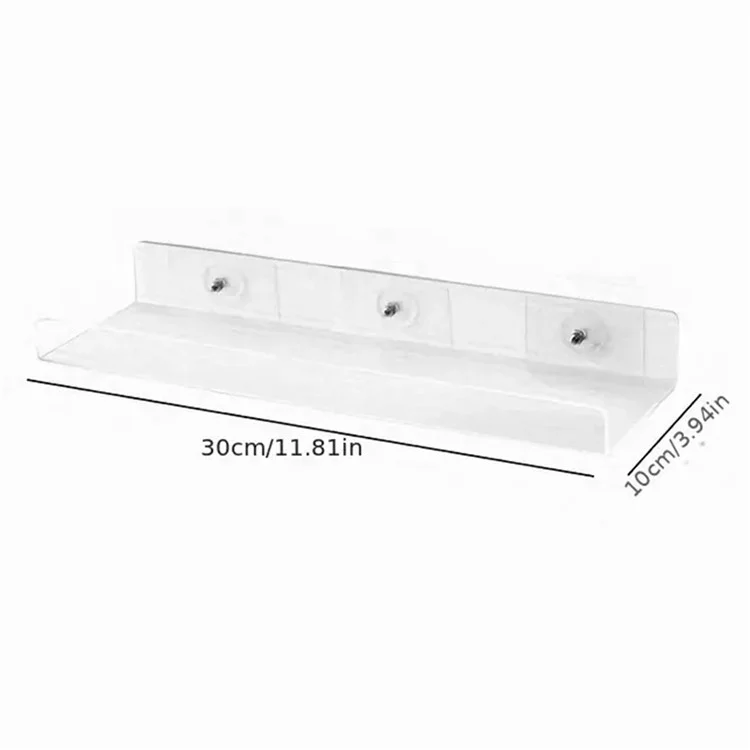 30x10x4cm Transparent Acrylic U-Shaped Display Storage Rack Punch-Free Bathroom Wall Storage Shelf