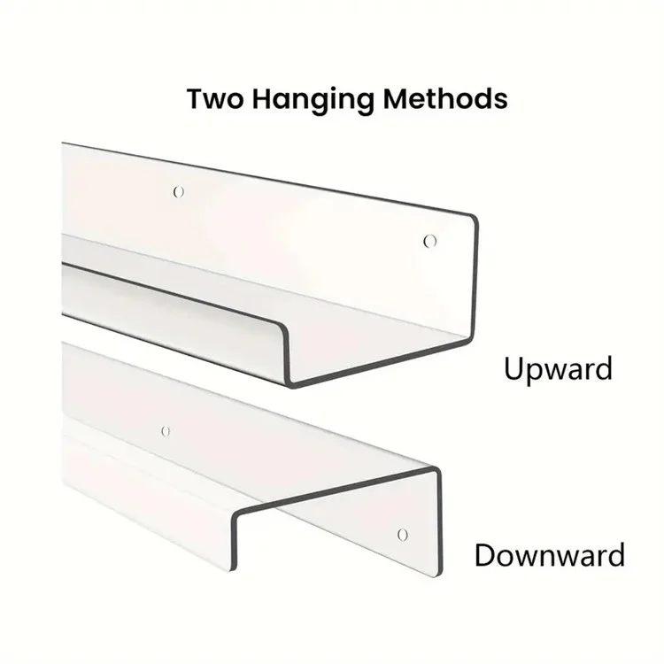 20x10x4cm Transparent Acrylic U-Shaped Display Storage Rack Punch-Free Bathroom Wall Storage Shelf