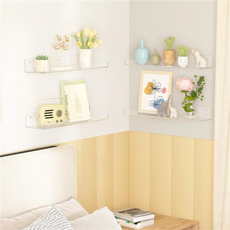 20x10x4cm Transparent Acrylic U-Shaped Display Storage Rack Punch-Free Bathroom Wall Storage Shelf