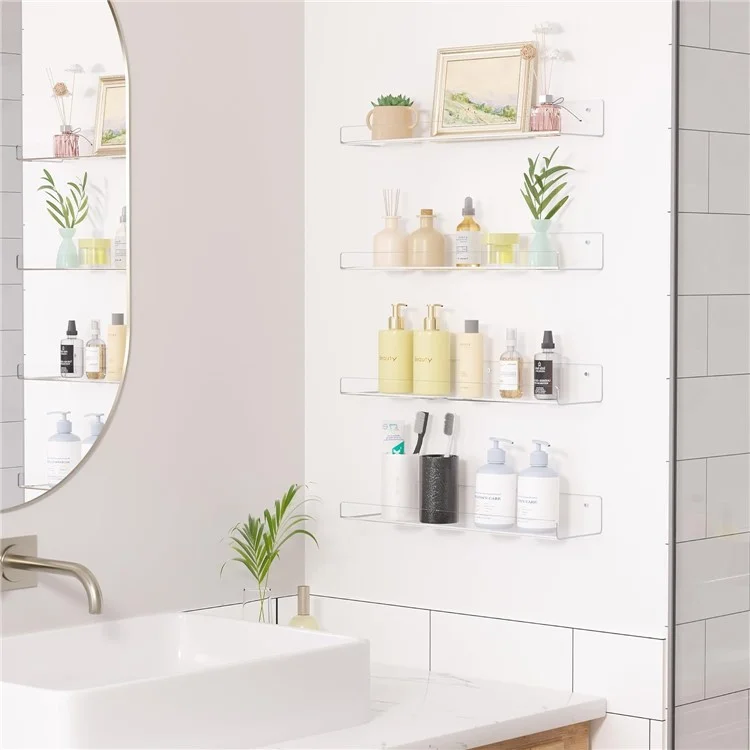20x10x4cm Transparent Acrylic U-Shaped Display Storage Rack Punch-Free Bathroom Wall Storage Shelf