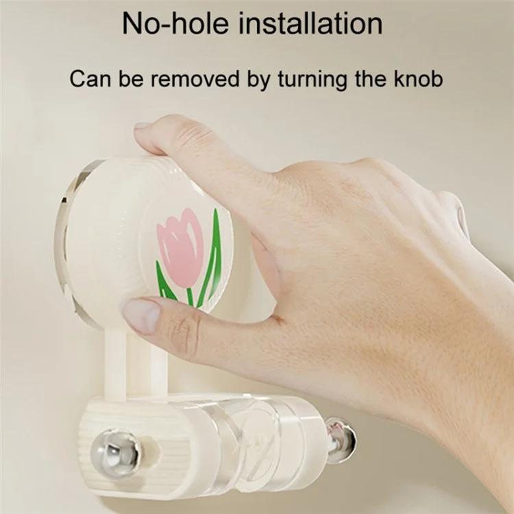 Tulip Shape Suction Cup Shower Head Holder Drill Free Wall Mount Shower Head Support - White