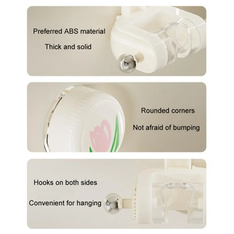 Tulip Shape Suction Cup Shower Head Holder Drill Free Wall Mount Shower Head Support - White