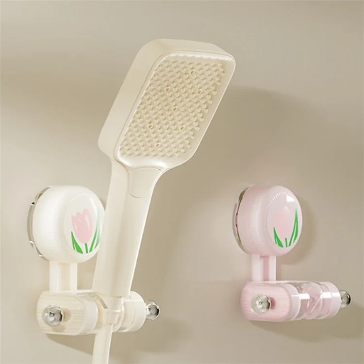 Tulip Shape Suction Cup Shower Head Holder Drill Free Wall Mount Shower Head Support - White