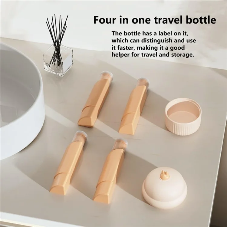 4-in-1-reise Nachfüllbares Flaschensatz Tragbarer Gepresster Leerer Lotion Shampoo Container - Lila