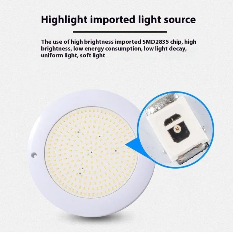 6W 12V Swimming Pool LED Light IP68 Waterproof RGB Underwater Light Submersible Lamp - White Light