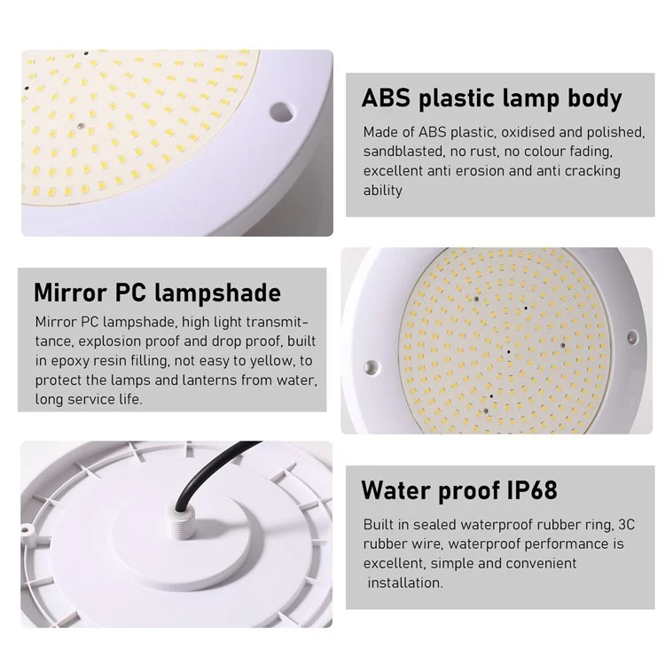 Lampe LED submersible pour piscine de 18W 12V, IP68 étanche, lumière RGB sous-marine - Lumière blanche