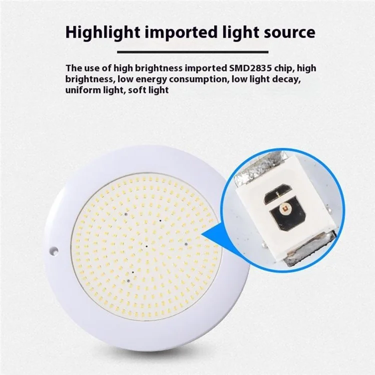 Lampe LED submersible pour piscine de 18W 12V, IP68 étanche, lumière RGB sous-marine - Lumière blanche
