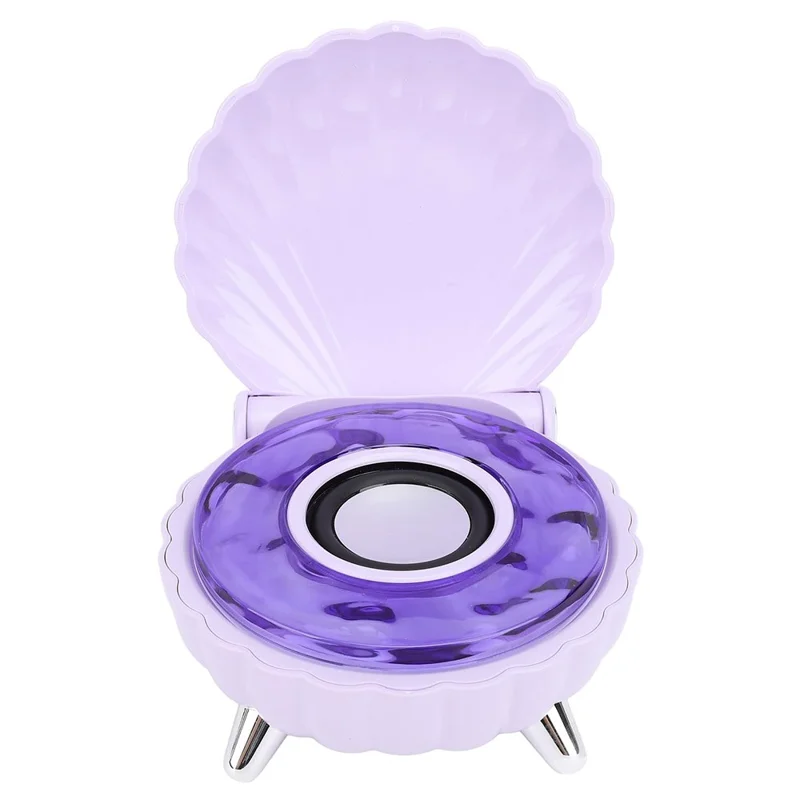 Seashell-Shaped Bluetooth-compatible Speaker Audio Subwoofer with RGB Ambient Lighting - Purple