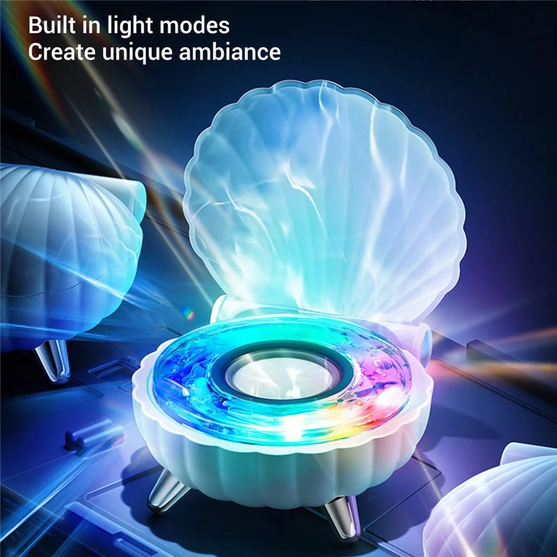 Seashell-Shaped Bluetooth-compatible Speaker Audio Subwoofer with RGB Ambient Lighting - Purple