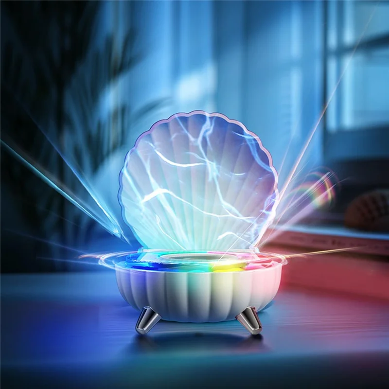 Seashell-Shaped Bluetooth-compatible Speaker Audio Subwoofer with RGB Ambient Lighting - Purple