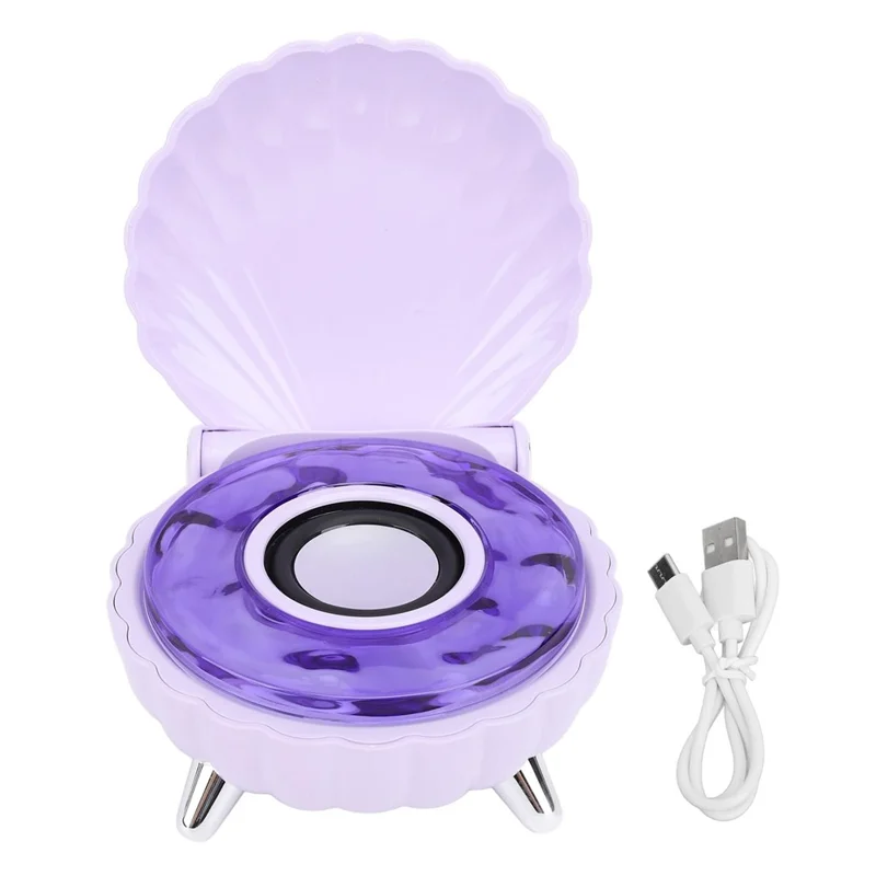 Seashell-Shaped Bluetooth-compatible Speaker Audio Subwoofer with RGB Ambient Lighting - Purple