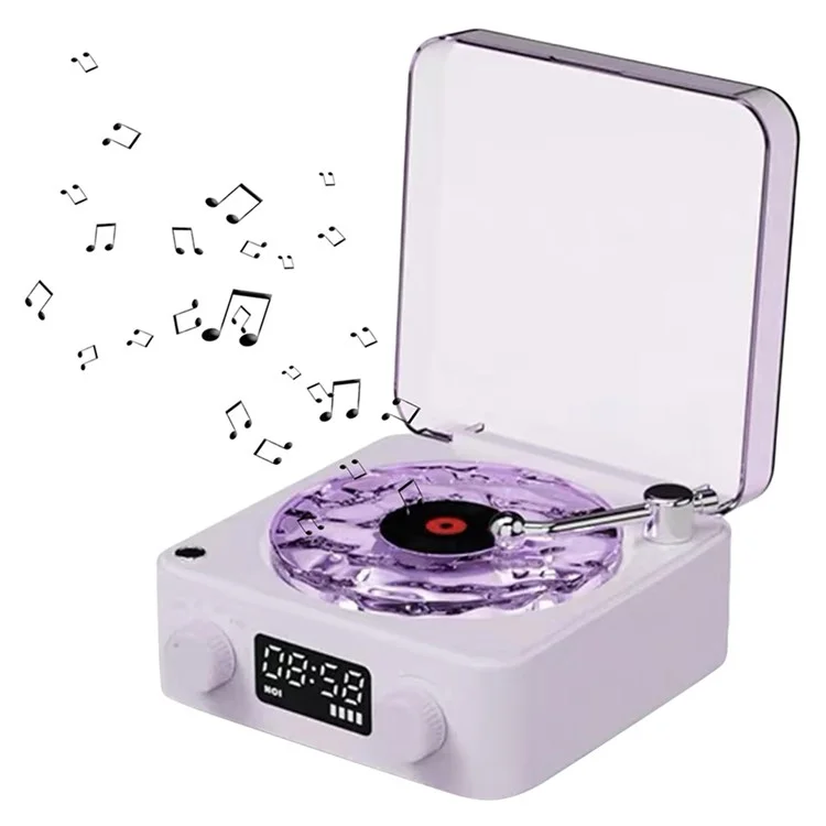 Retro Wave Christmas Bluetooth-compatible Speaker White Noise Music Player with Ambient Lights - Purple