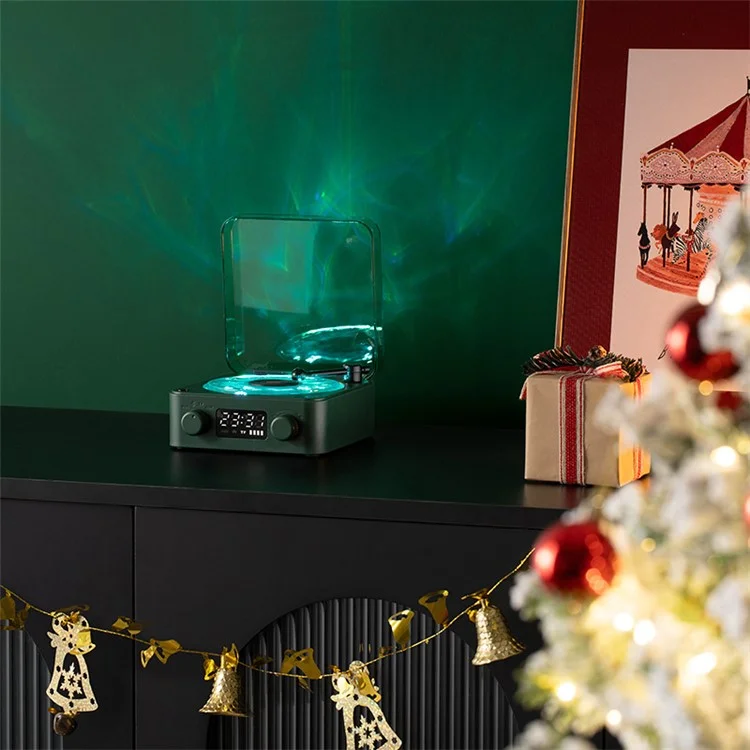 Retro Wave Christmas Bluetooth-compatible Speaker White Noise Music Player with Ambient Lights - Purple