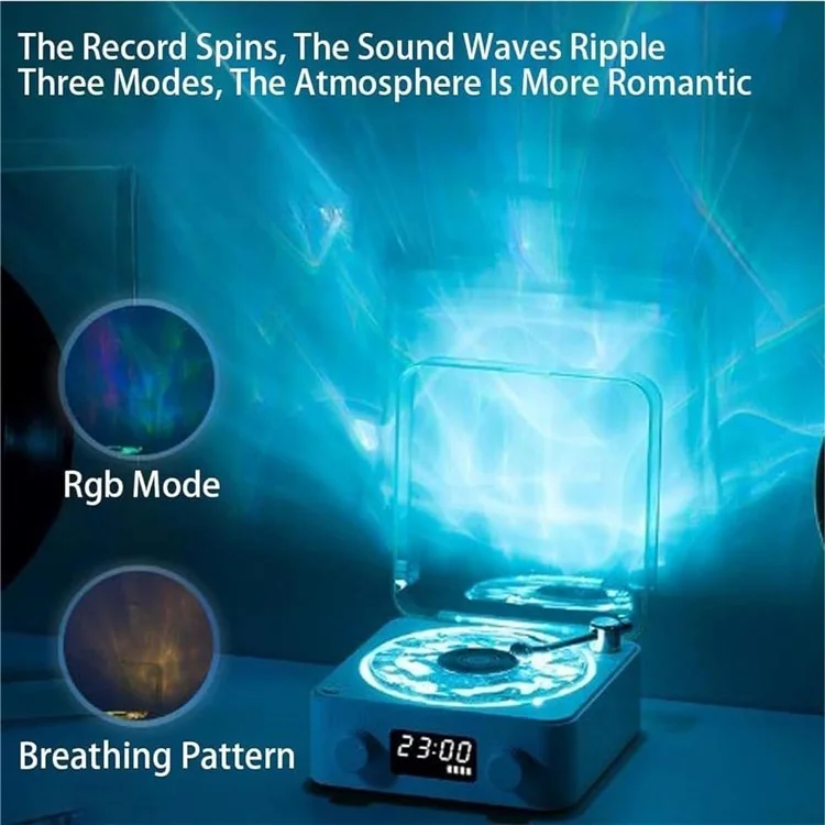 Retro Wave Christmas Bluetooth-compatible Speaker White Noise Music Player with Ambient Lights - Purple